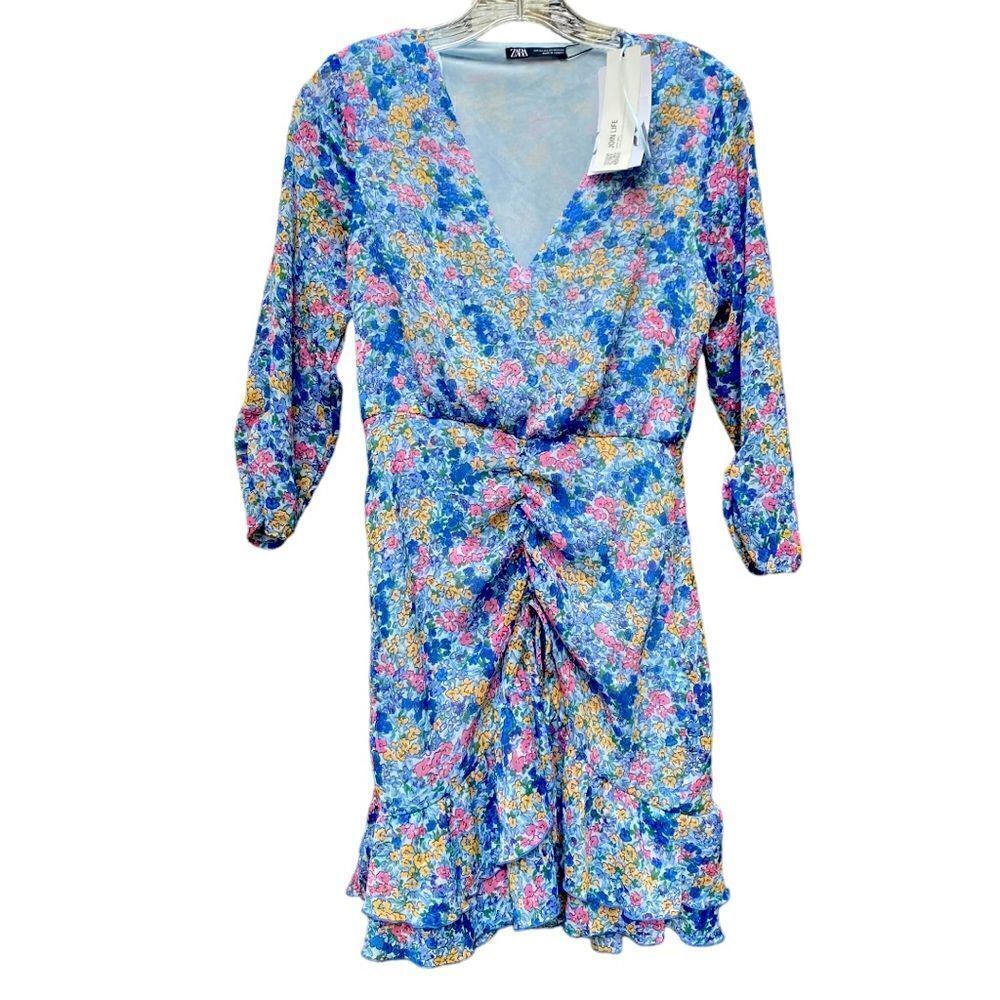 Zara Floral Ruffle Dress Sz XS NWT